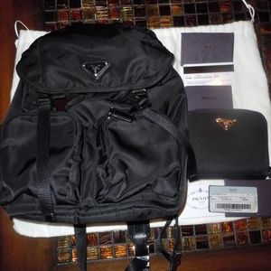 Authentic Prada Nylon Backpack & Wallet